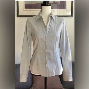 H & M Grey/White pinstriped button* down fitted shirt. Size 6